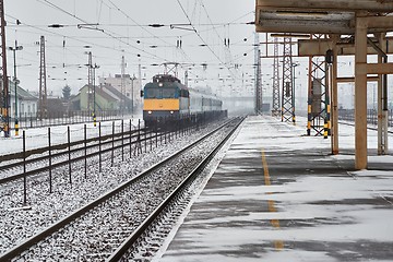 Image showing Railway station with passaenger train