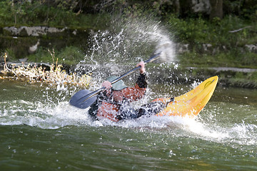 Image showing dynamic white water kayak action