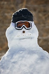 Image showing Portrait of a snowman in the mountains