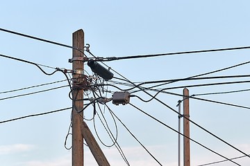 Image showing Electric line post