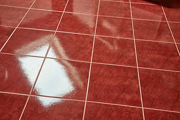 Image showing Tiled bathroom floor