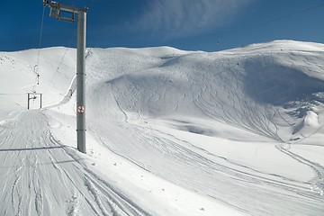 Image showing Skiing slopes sunny weather