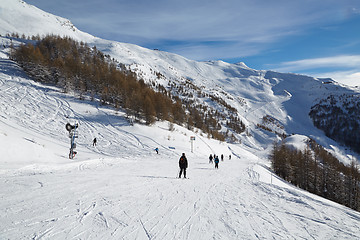 Image showing Skiing slopes from the top