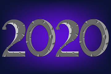 Image showing Numerals year 2020 on turn blue decorative background