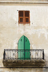 Image showing traditional, town house balcony in Calvi Corsica