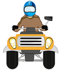 Image showing Man on quadricycle type frontal on white background is insulated