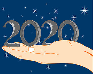 Image showing Hand of the person and numerals approaching new year