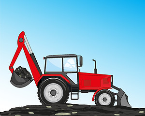Image showing Tractor with scoop and shovel digs land
