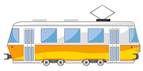 Image showing Town transport tram on white background is insulated