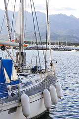 Image showing close up detail of sailing yacht