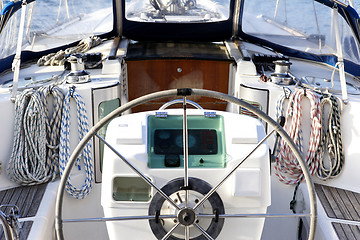 Image showing close up detail of sailing yacht