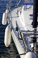 Image showing close up detail of sailing yacht