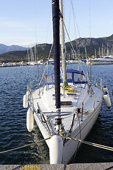 Image showing close up detail of sailing yacht