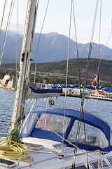 Image showing close up detail of sailing yacht