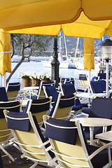 Image showing portside restaurant, Calvi Corsica 