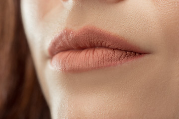 Image showing Perfect Lips. Sexy Girl Mouth close up. Beauty young woman Smile.