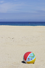 Image showing beachball on empty sandy beach