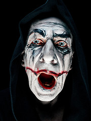Image showing Bloody Halloween theme: crazy maniak face