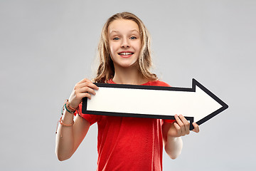 Image showing smiling teenage girl with arrow showing direction