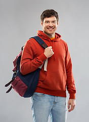 Image showing young man or student with school bag or backpack