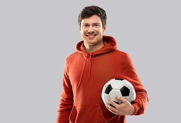 Image showing happy man or football fan with soccer ball