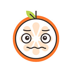 Image showing Emoji - worry orange with drop of sweat. Isolated vector.