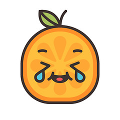 Image showing Emoji - laughing with tears orange smile. Isolated vector.