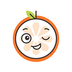 Image showing Emoji - winking orange with happy smile. Isolated vector.