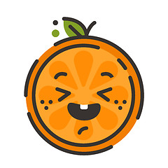 Image showing Emoji - enjoy orange with happy smile. Isolated vector.