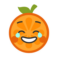 Image showing Emoji - laughing with tears orange smile. Isolated vector.