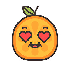 Image showing Emoji - orange in love with happy smile. Isolated vector.