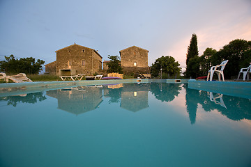 Image showing empty swimming pool at sunset france