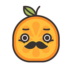 Image showing Emoji - gentleman orange smile with mustache and monocle. Isolated vector.