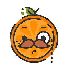 Image showing Emoji - gentleman orange smile with mustache and monocle. Isolated vector.