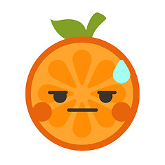Image showing Emoji - no words straight orange smile. Isolated vector.