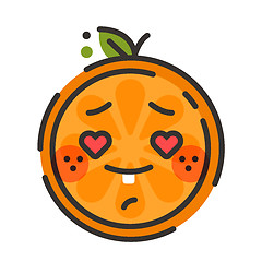 Image showing Emoji - orange in love with happy smile. Isolated vector.