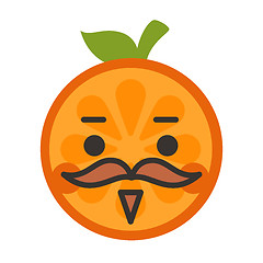 Image showing Emoji - gentleman orange smile with mustache and monocle. Isolated vector.