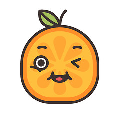 Image showing Emoji - winking orange with happy smile. Isolated vector.