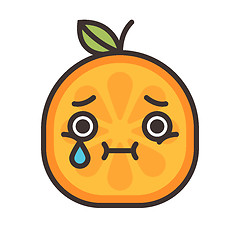 Image showing Emoji - tears crying orange. Isolated vector.