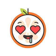 Image showing Emoji - orange in love with happy smile. Isolated vector.