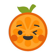 Image showing Emoji - winking orange with happy smile. Isolated vector.