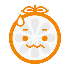 Image showing Emoji - worry orange with drop of sweat. Isolated vector.