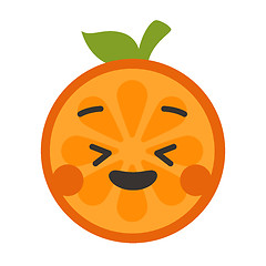 Image showing Emoji - enjoy orange with happy smile. Isolated vector.