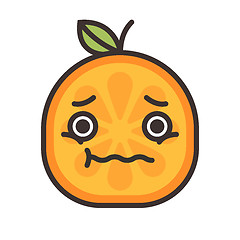 Image showing Emoji - worry orange with drop of sweat. Isolated vector.