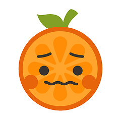 Image showing Emoji - worry orange with drop of sweat. Isolated vector.