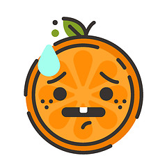 Image showing Emoji - worry orange with drop of sweat. Isolated vector.