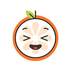 Image showing Emoji - enjoy orange with happy smile. Isolated vector.