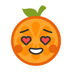 Image showing Emoji - orange in love with happy smile. Isolated vector.