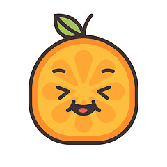 Image showing Emoji - enjoy orange with happy smile. Isolated vector.