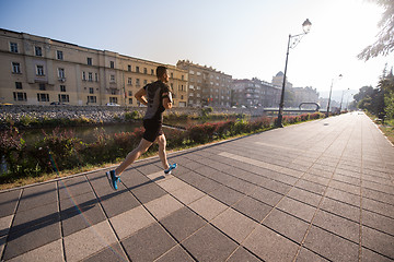 Image showing man jogging at sunny morning